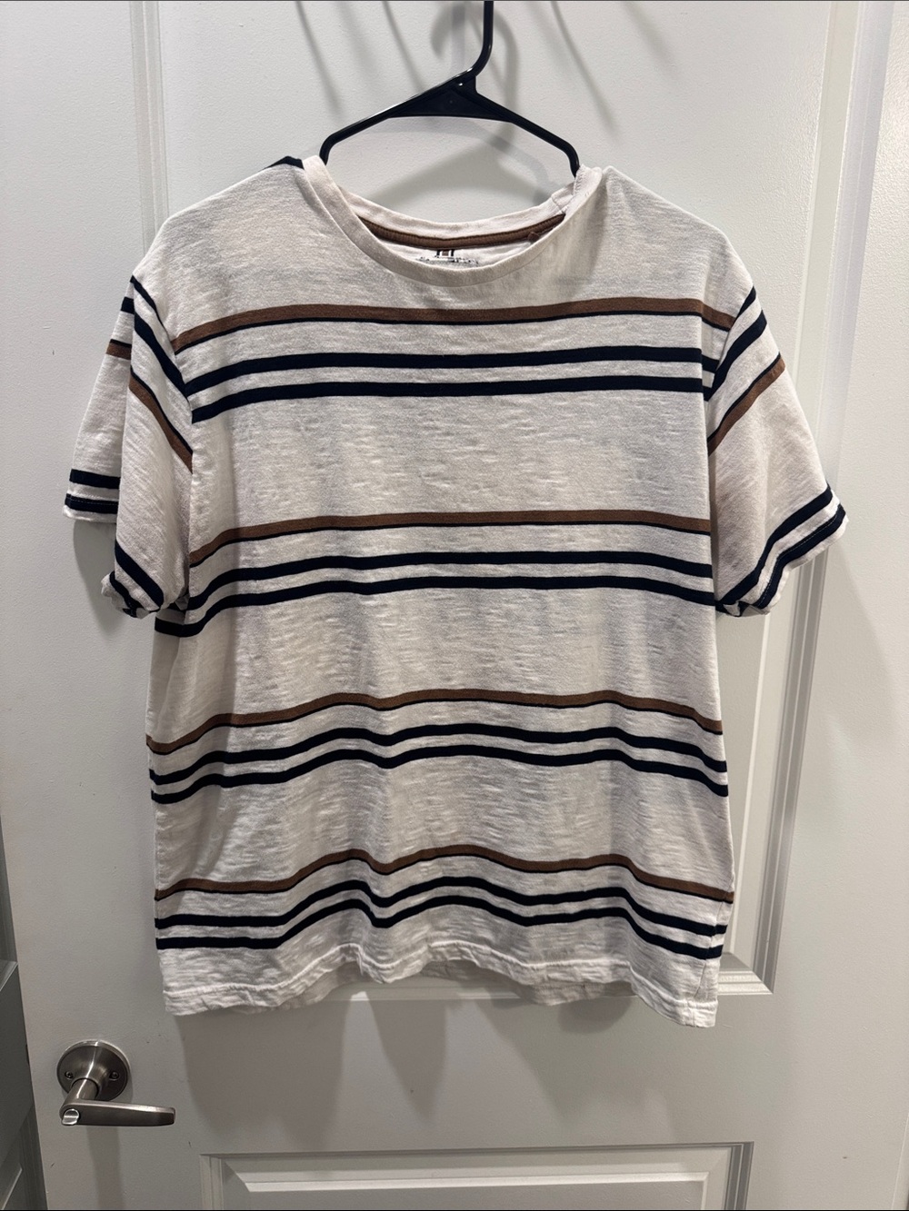 Denim & Flower Cream Short-Sleeve Stripe Crewneck Tee